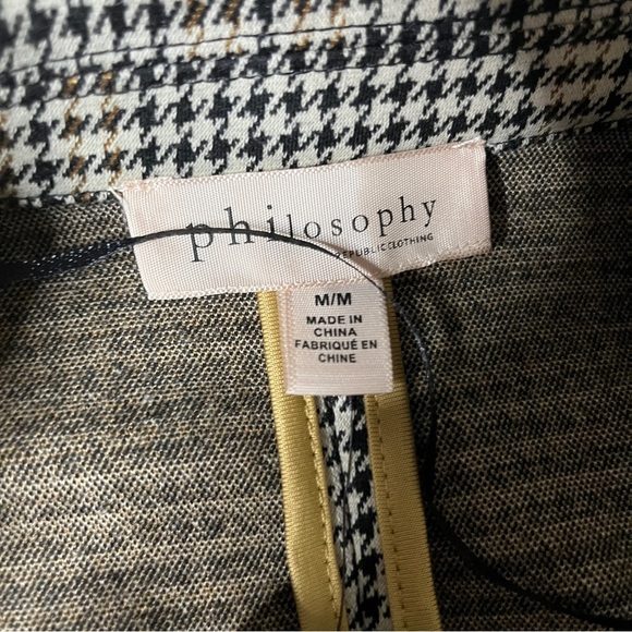 New Philosophy Houndstooth Plaid Single Button Longline Blazer M Oversized Fit - Picture 4 of 10